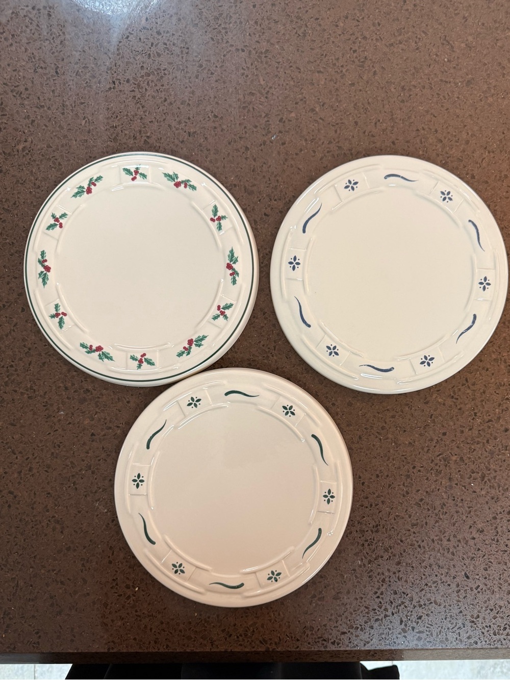 Longaberger ceramic trivets/hit plates -Set of 3